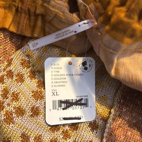 FREE PEOPLE CAMILLE PATCHWORK PANTS IN GOLDEN HOUR COMBO NWT - Picture 9 of 9